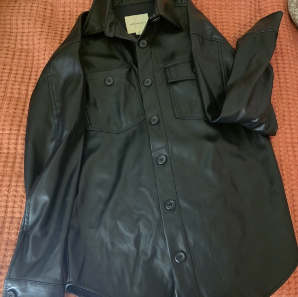 Thread & Supply Leather Button down Shirt Jacket - Picture 2 of 4